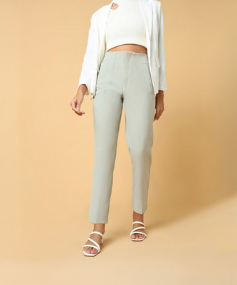 SHOWOFFFF Slim Fit Women Cream Trousers
