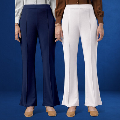 jenile stoor Regular Fit Women Dark Blue, White Trousers