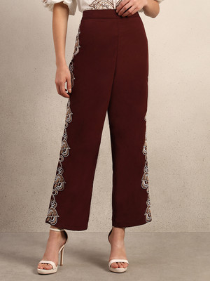VERO MODA Straight Fit Women Brown Trousers