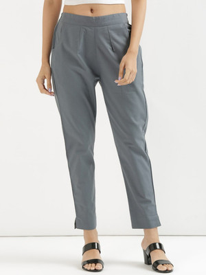 STYLE GRID Regular Fit Women Grey Trousers
