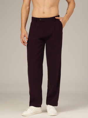 DENNISON Loose Fit Men Maroon Trousers