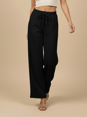 DTR FASHION Flared Women Black Trousers