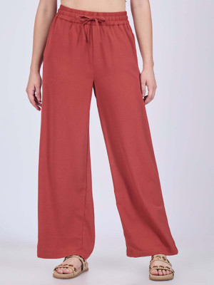 OUTZIDR Relaxed Women Orange Trousers