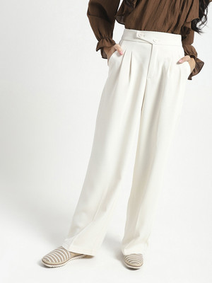 Sera Regular Fit Women White Trousers