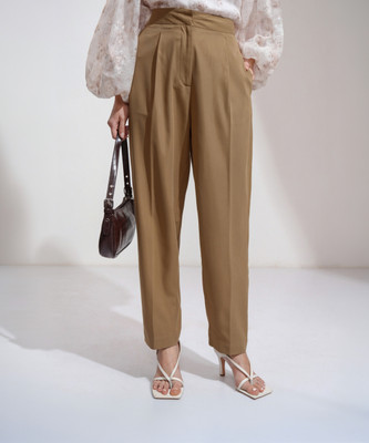 Tokyo Talkies Regular Fit Women Khaki Trousers