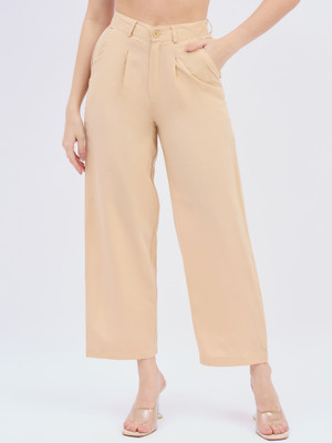 Mast & Harbour Straight Fit Women Beige Trousers