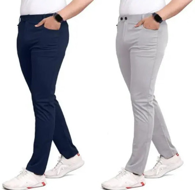 PV STORE Regular Fit Men Blue, Grey Trousers