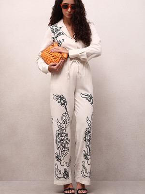 VERO MODA Straight Fit Women Cream Trousers