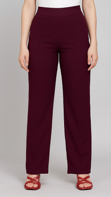NUCLOTHS Relaxed Women Maroon Trousers