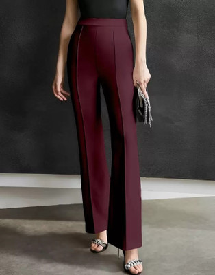 TYKUN Regular Fit Women Maroon Trousers