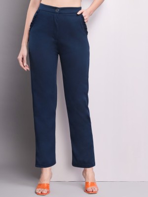 Q-Rious Regular Fit Women Blue Trousers