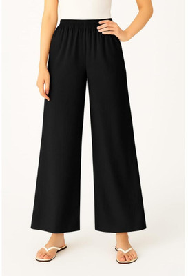 CAVIORA Flared Women Black Trousers
