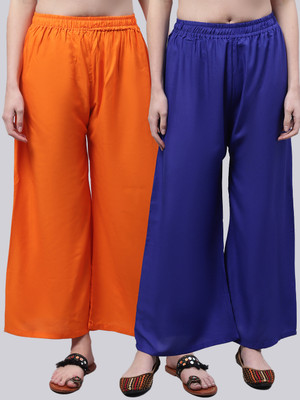 VALLES365 by S.c. Flared Women Orange, Blue Trousers