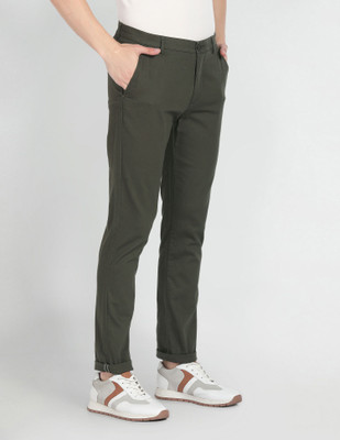 Arrow Sport Skinny Fit Men Green Trousers
