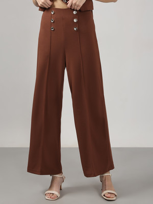 VERO MODA Straight Fit Women Brown Trousers