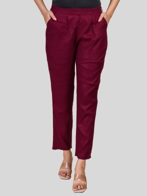 QuaClo Regular Fit Women Maroon Trousers