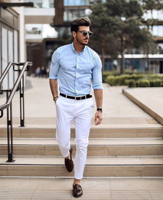 AXOLOTL Regular Fit Men White Trousers