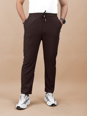 Flicfol Solid Men Brown Track Pants
