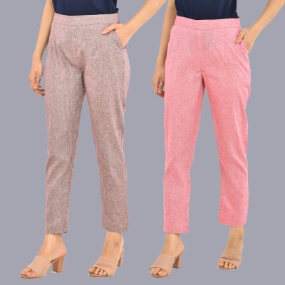 QuaClo Regular Fit Women Maroon, Pink Trousers