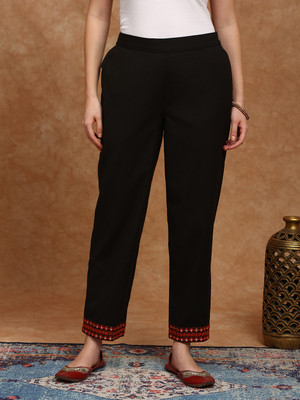 Globus Straight Fit Women Black Trousers