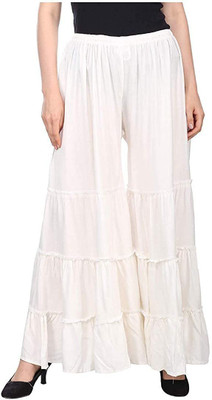 TNQ Flared Women White Trousers