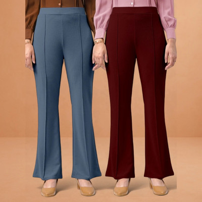 Anitafashion Loose Fit Women Grey, Maroon Trousers