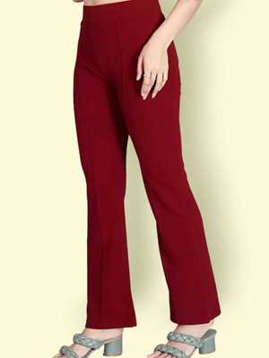 Tiki Tees Regular Fit Women Maroon Trousers