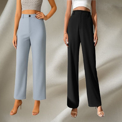 KARIMA INETERNATIONAL Regular Fit Women Maroon, Black Trousers