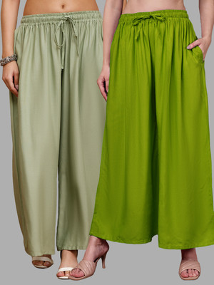 VALLES365 by S.c. Flared Women Light Green, Green Trousers