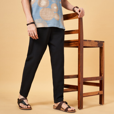 7 Alt by Pantaloons Comfort Fit Men Black Trousers