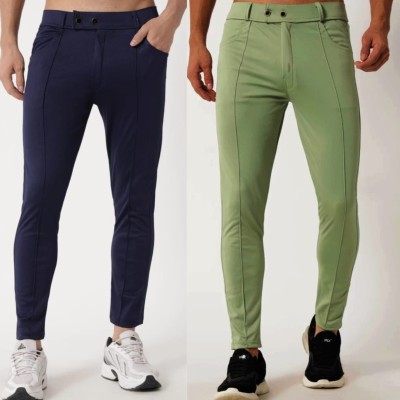 ynam Regular Fit Men Light Green, Blue Trousers