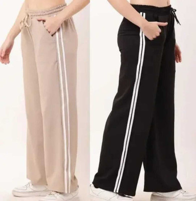 fashionrekh Regular Fit Women Black, Beige Trousers
