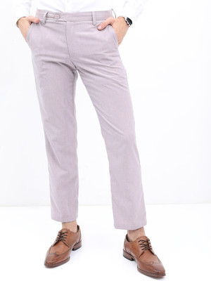 HIGHLANDER Elasticated Waist Band & Turn Up Hem Smart Regular Fit Men Grey Trousers