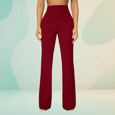 lookskky Loose Fit Women Maroon Trousers