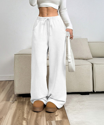 Rajovati Loose Fit Women White Trousers