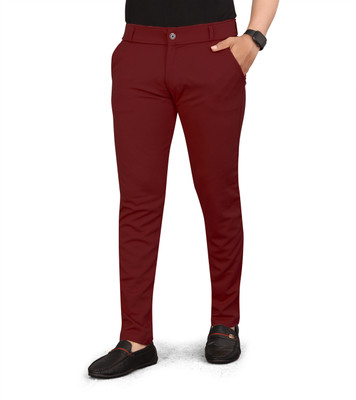 chirag enterprises Slim Fit Men Maroon Trousers