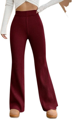 Khdijh Creation Regular Fit, Comfort Fit Women Maroon Trousers