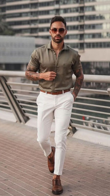 AXOLOTL Regular Fit Men White Trousers