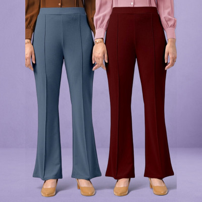 Anitafashion Loose Fit Women Grey, Maroon Trousers