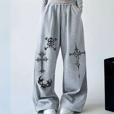 SIXTEENLINES Graphic Print Women Grey Track Pants