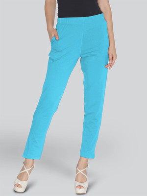 Lyra Slim Fit Women Light Blue Trousers