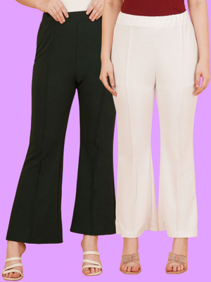 Parona Regular Fit Women Green, White Trousers