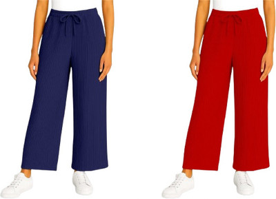 ALKASWAA CLOTHING Flared Women Dark Blue, Red Trousers