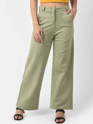 CHEMISTRY Straight Fit Women Light Green Trousers