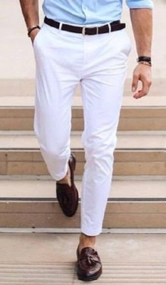 pesado Slim Fit Men White Trousers