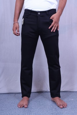 nelaam Slim Fit Men Black Trousers