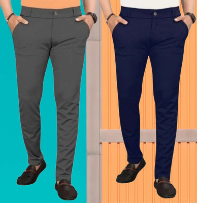 kdsn Regular Fit Men Grey, Blue Trousers