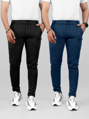 METRONAUT Regular Fit Men Black, Dark Blue Trousers