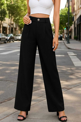 Denimix Flared Women Black Trousers