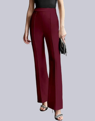 HouseOfCommon Regular Fit Women Maroon Trousers
